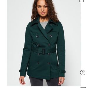 BNWT Superdry Winter Belle Trench XS Dark Green